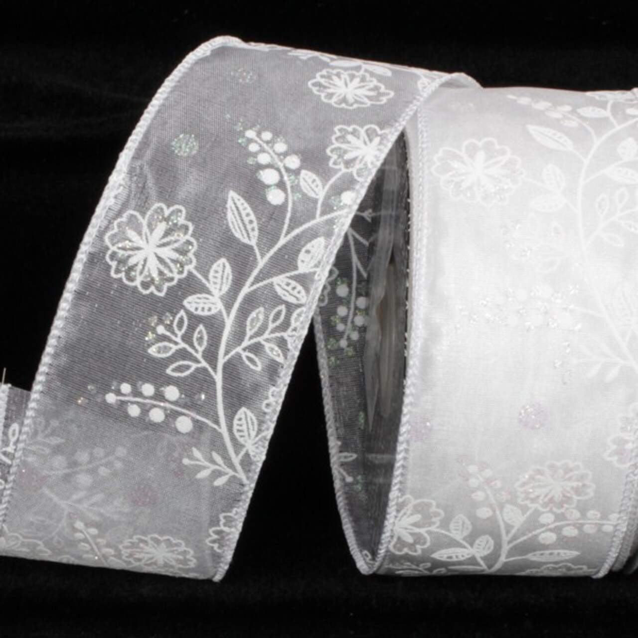 The Ribbon People Shimmering White Pale Flower Wired Craft Ribbon 2&#x22; x 40 Yards